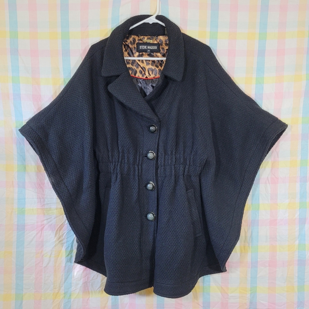 Steve Madden shacket poncho sweater overcoat heavy lined fall outerwear